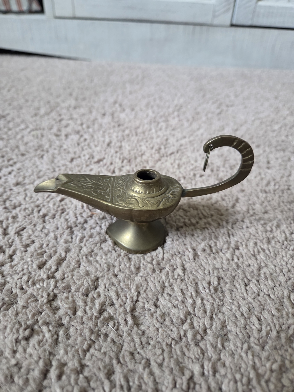 Vintage Brass Aladdin Genie Lamp Pot Etched Details Cottagecore